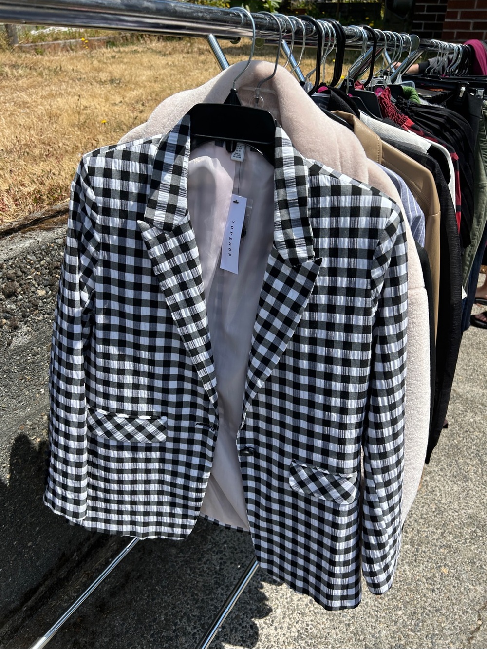 Topshop Black & White Gingham Blazer